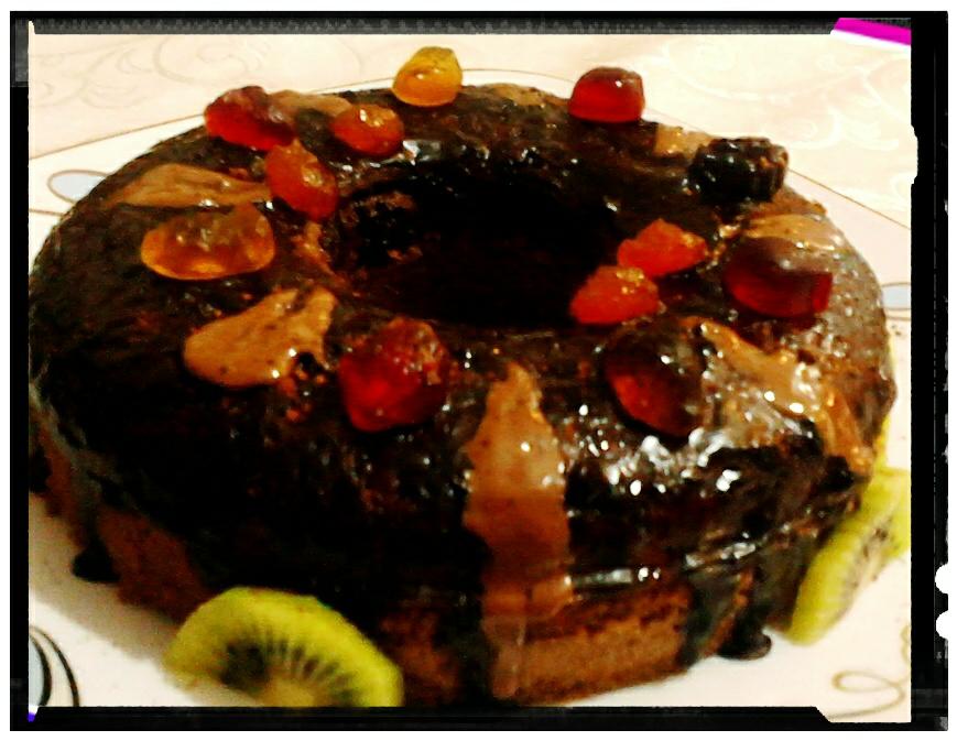 عکس کیک ساده ی کاکائویی با روکش شکلات صبحانه 