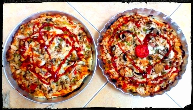 عکس پیتزا مرغ و قارچ (کاری)