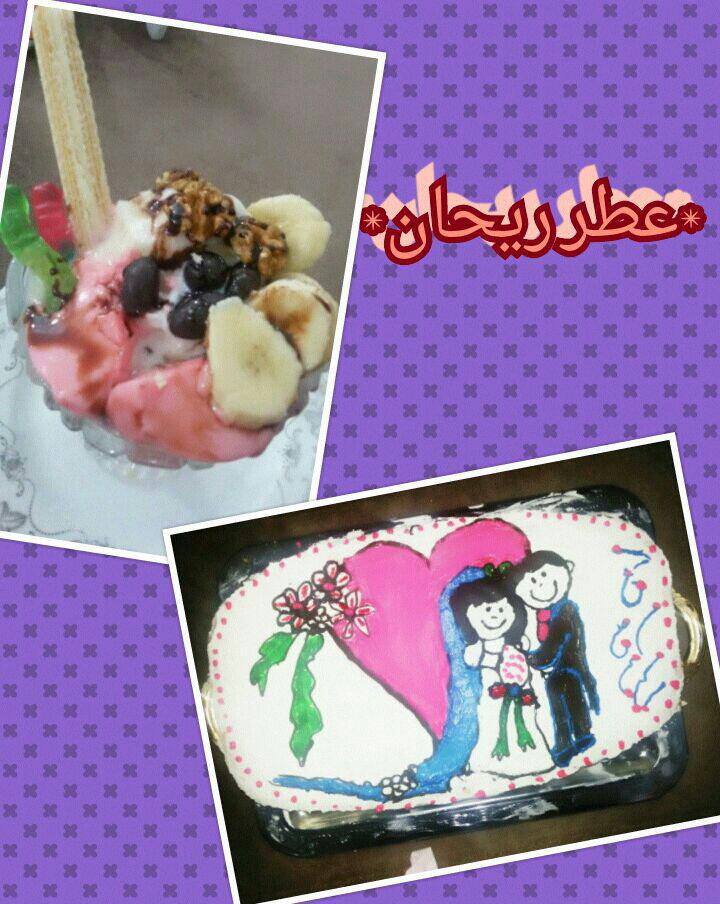 عکس کیک اسفنجی همراه با بستنی و پودینگ توت فرنگی