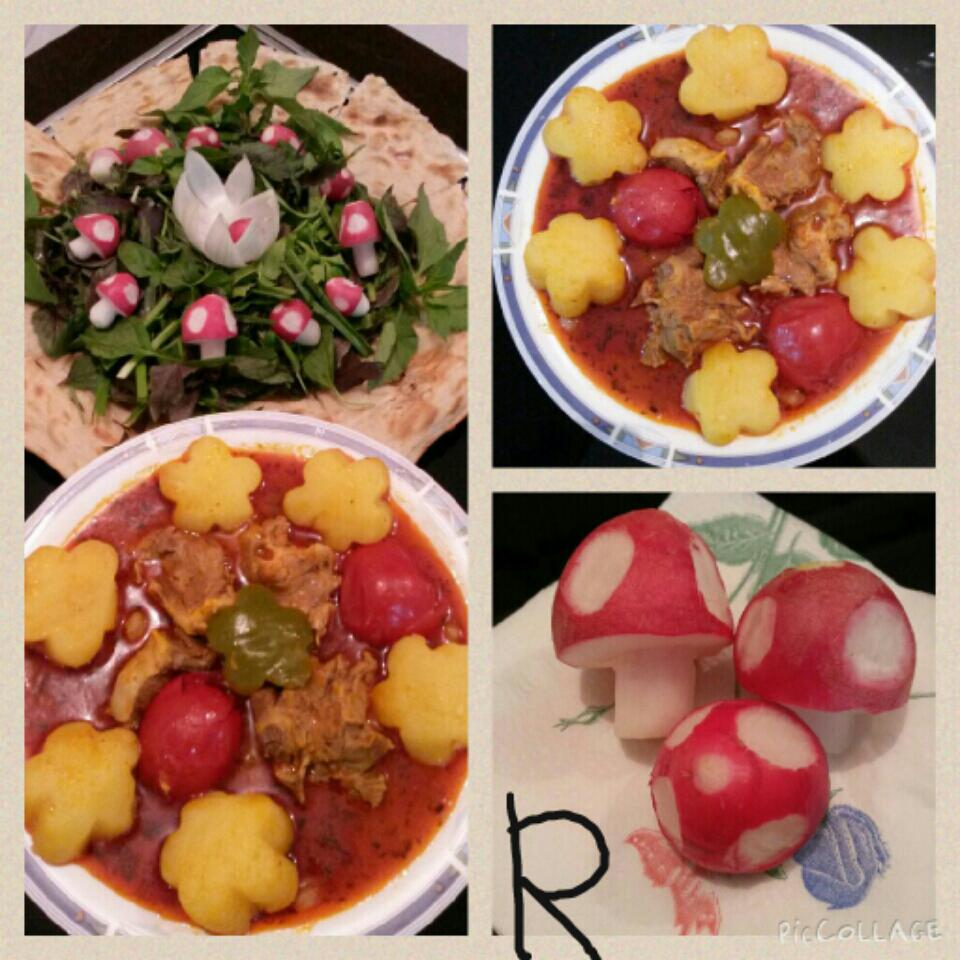 عکس آبگوشت وسبزی تازه