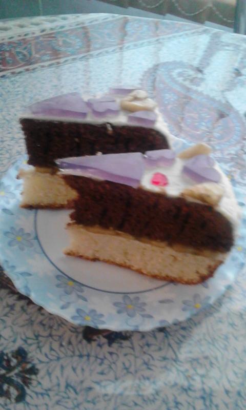 کیک اسفنجی دو رنگ