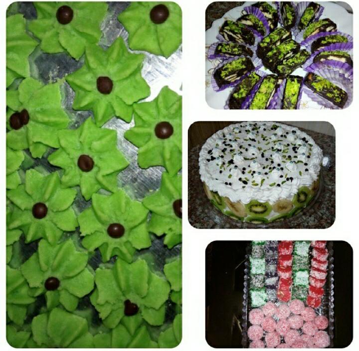 باسلوق میوه ای ، کیک تولد ، شکلات موزاییکی ، شیرینی رزت 
