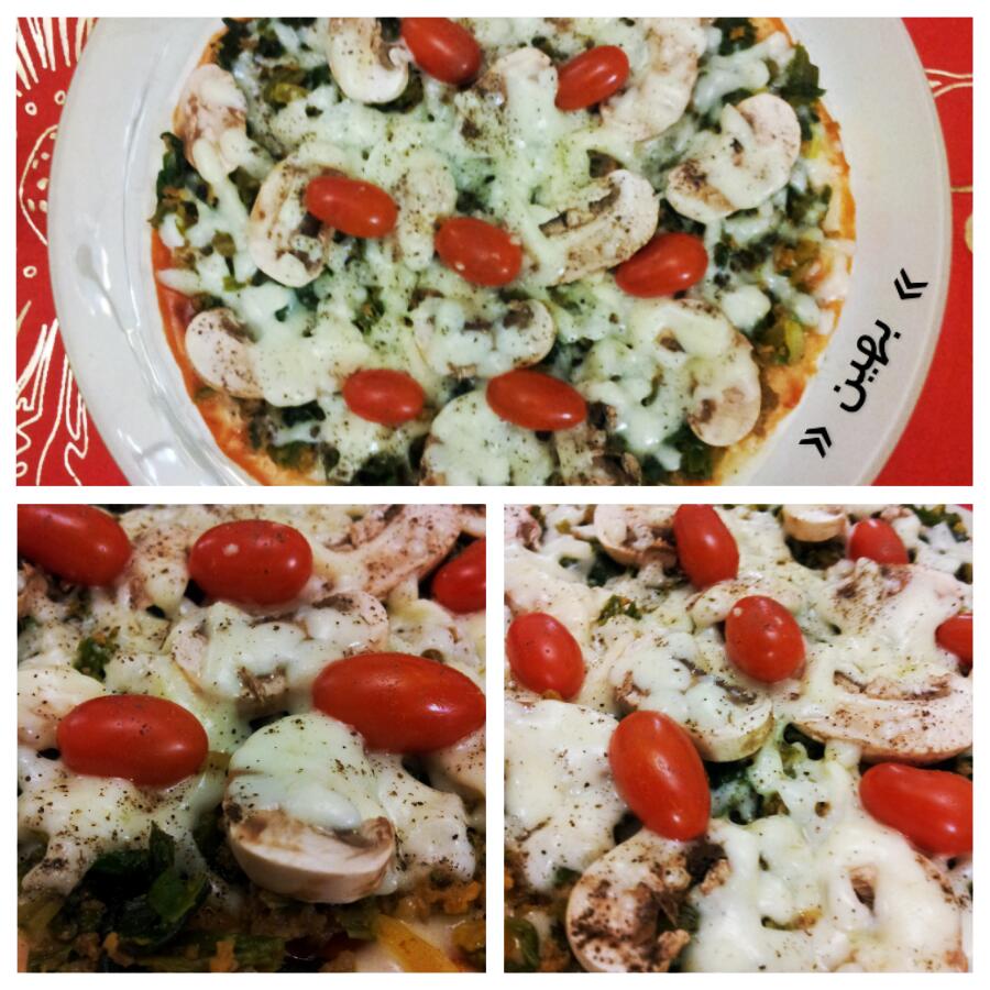پیتزا اسفناج با سبزیجات