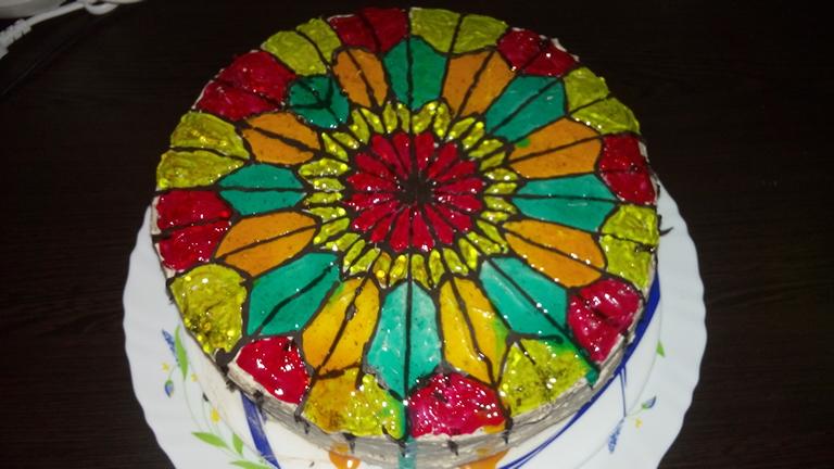 عکس اینم کیک من با روکش ژله بریلو خودم ساز