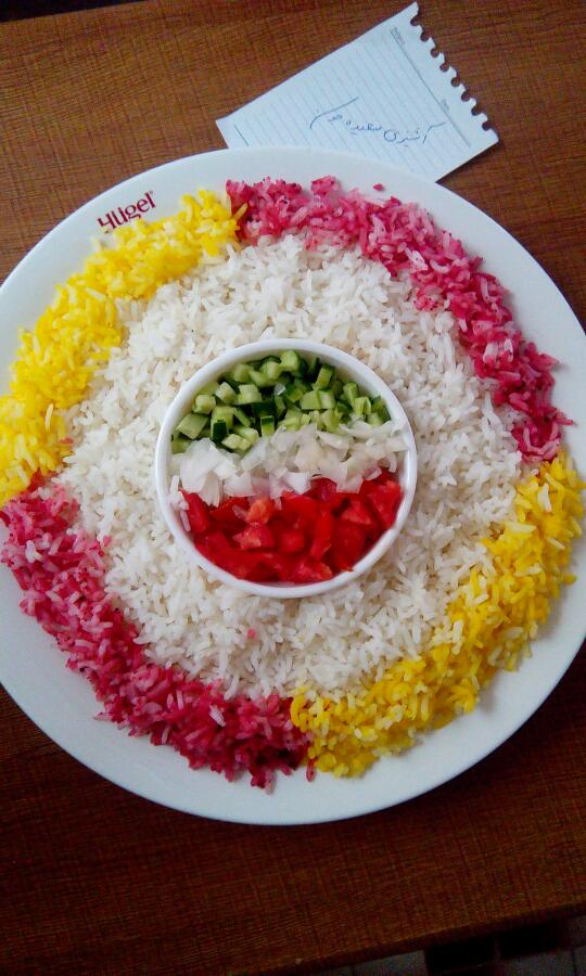 سالاد شیرازی و برنج