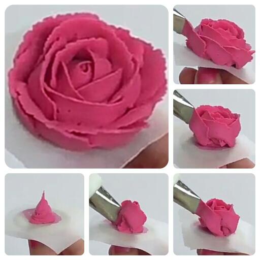 عکس نحوه درست کردن گل رز با خامه