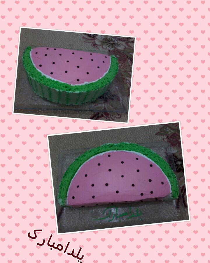 عکس کیک اسفنجی.هندوانه ای