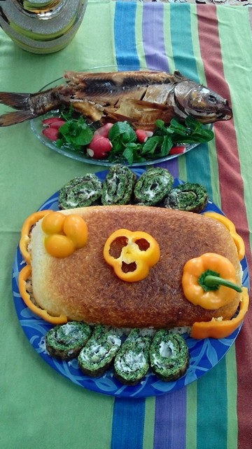 عکس ماهی پلو با رولت سبزیجات