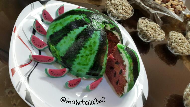 عکس کیک هندونه برای شب یلدا