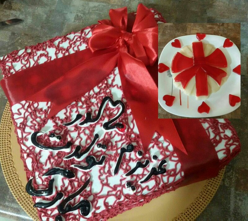 کیک و ژله پاپیونی برای تولد مادر عزیزم