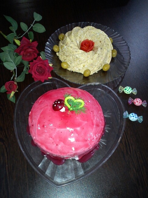 عکس کیک و سالاد الویه