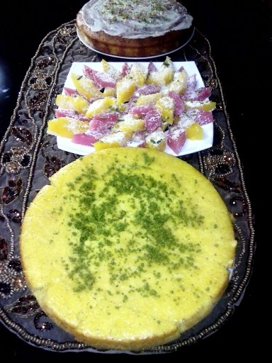 عکس کیک هل و گلاب و زعفران باسلوق و ژلو کیک   