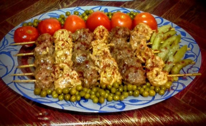 کباب تابه مرغ و گوشت