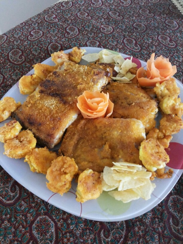 عکس ماهی و میگو سوخاری 