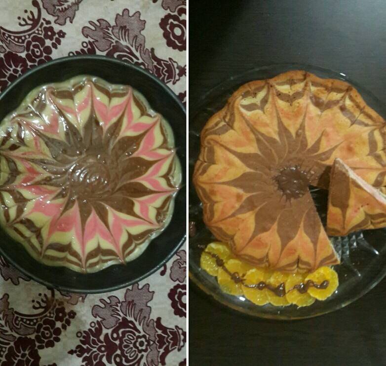 عکس کیک زبرا قبل و بعد پخت