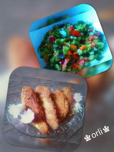 ماهی سوخاری با سالاد سبزیجات