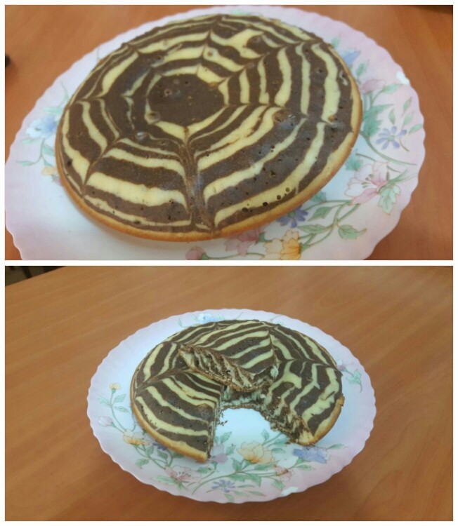 کیک دو رنگ(زبرا کیک)