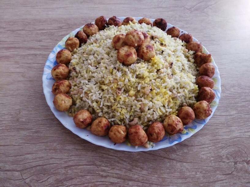 عکس لوبیا پلو و گوشت قلقلی