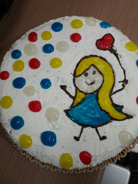 کیک تولد خودم پز.تزئین با ژله بريلو