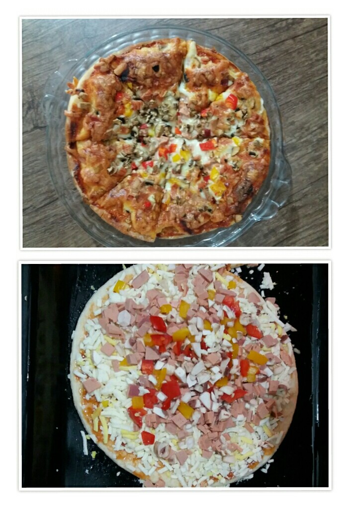 پیتزا(قبل و بعد از پخت)