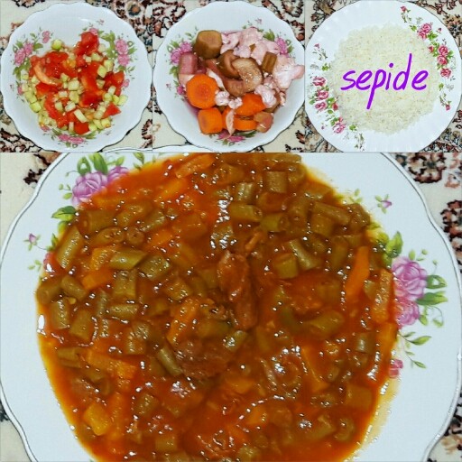 خورشت خوشمزه لوبیا سبز