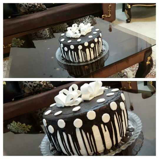 عکس کیک با روکش خامه و شکلات