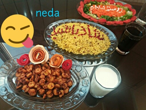 عکس عدس پلو با میگو