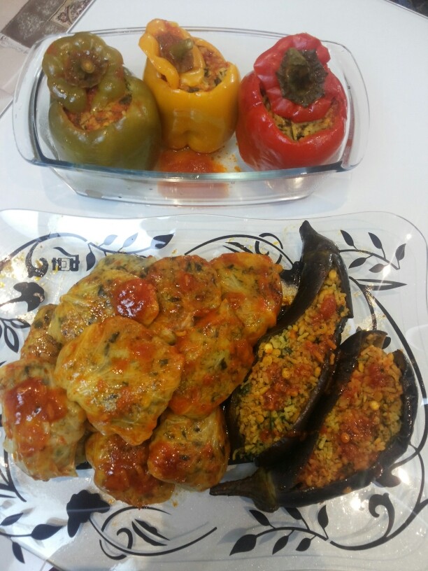 دلمه.بادمجون.کلم.فلفل دلمه