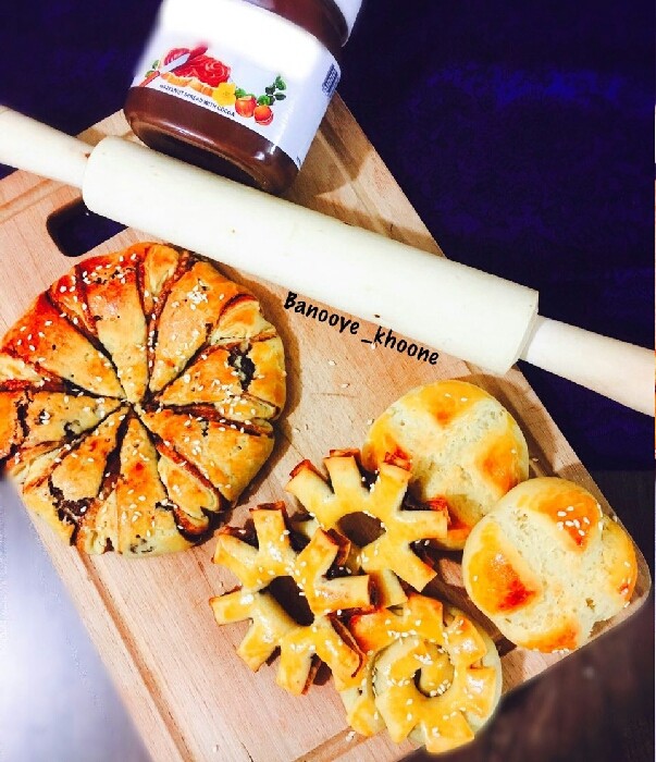 نان ساده و مغزدار (شکلاتی نوتلا) با #خمیرجادویی 
