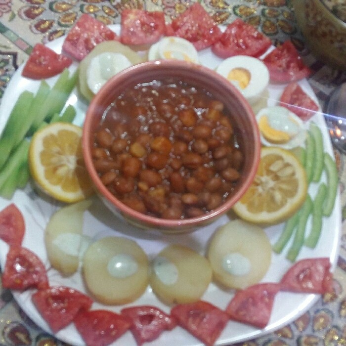 عکس خوراک لوبیا همراه با دورچین