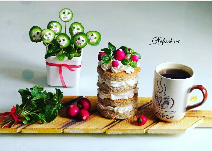 عکس کیک ماست با سبزیجات معطر
