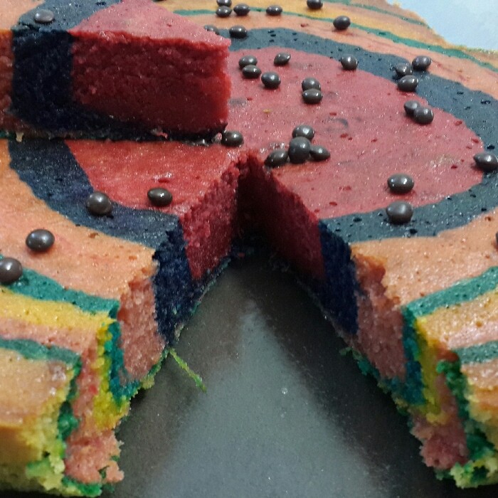 کیک رنگین کمان به روش زبرا
