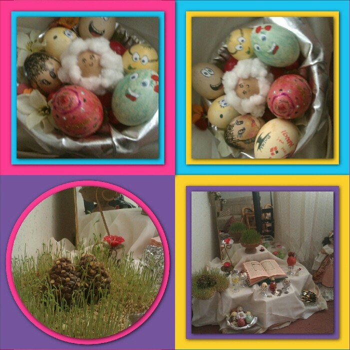 عکس تخم مرغهای رنگی و سبزه عید 