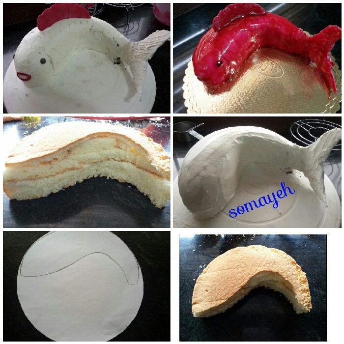 عکس مراحل درست کردن کیک ماهی