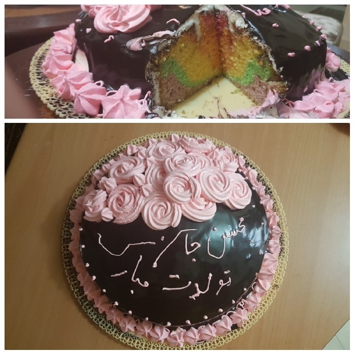 کیک رنگین کمونی برای تولد همسر عزیزم.
