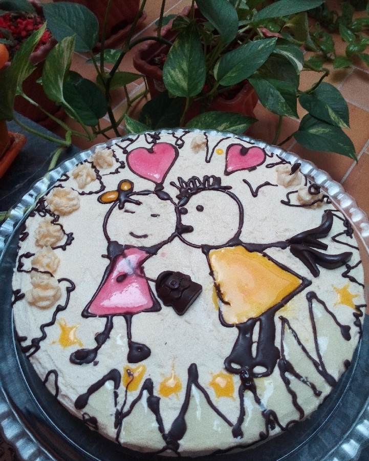 عکس کیک وانیلی با رویه خامه وژله بریلو
