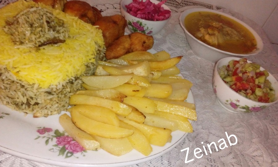 عکس باقالی پلوبامرغ دستپخته خودم ???