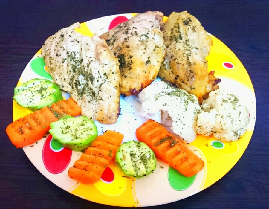 عکس مرغ و سبزیجات بخارپز
