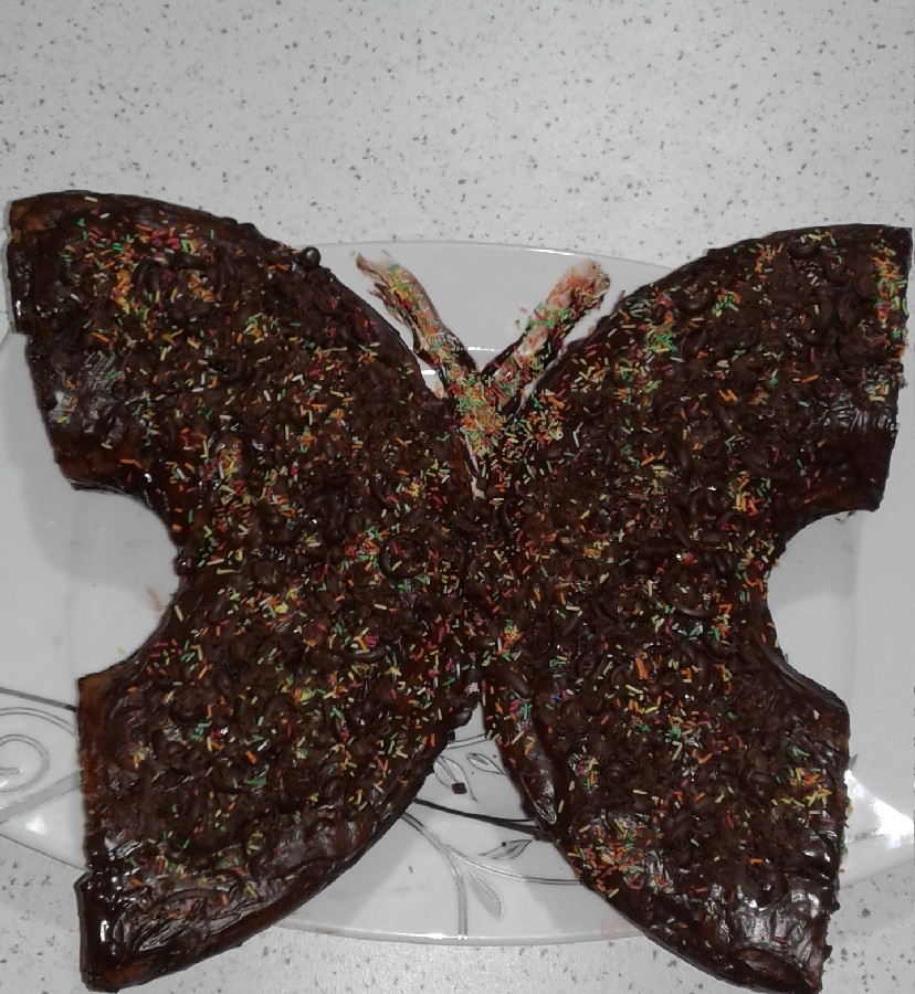 کیک شکلاتی مثلا شکل پروانه(خخخخخ)