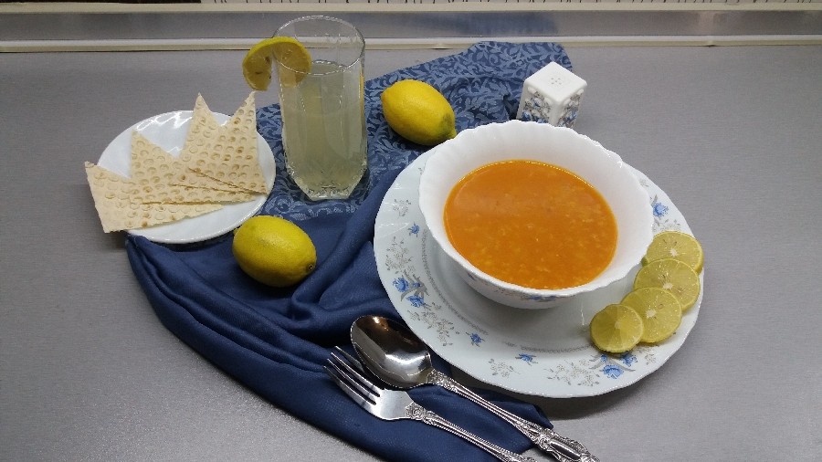 عکس سوپ جو به همراه شربت عسل ولیمو ترش