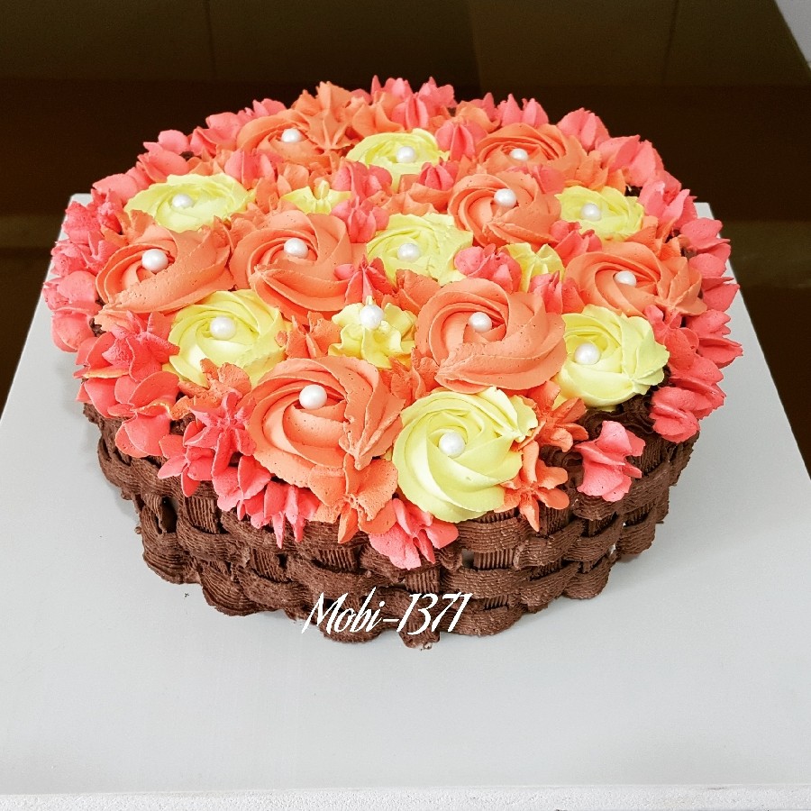 عکس کیک سبد گل با تم پاییزی