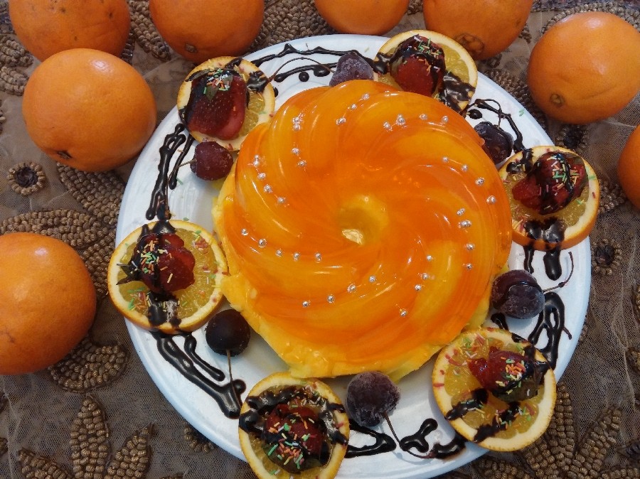 عکس ژله پرتقال و مشکوفی زعفرانی