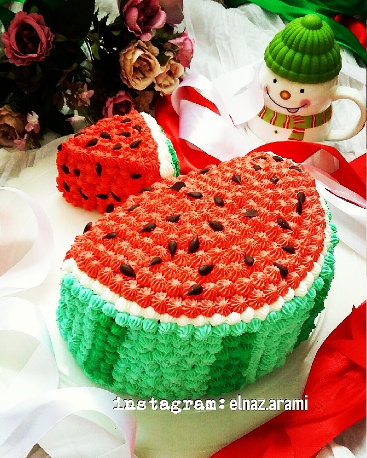 عکس کیک هندوانه یلدایی