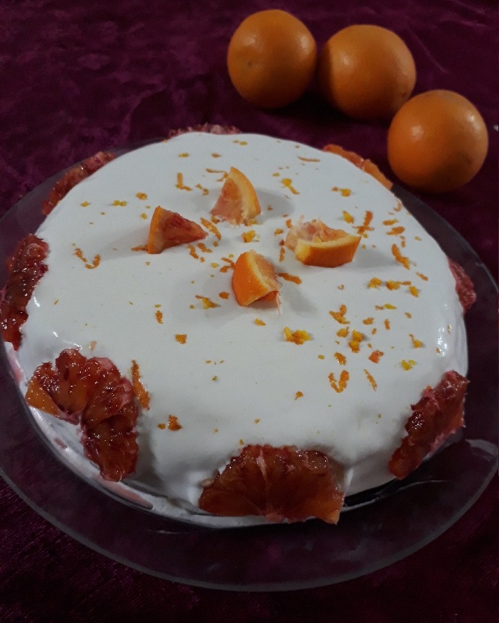 عکس کیک پرتقالی با روکش خامه
