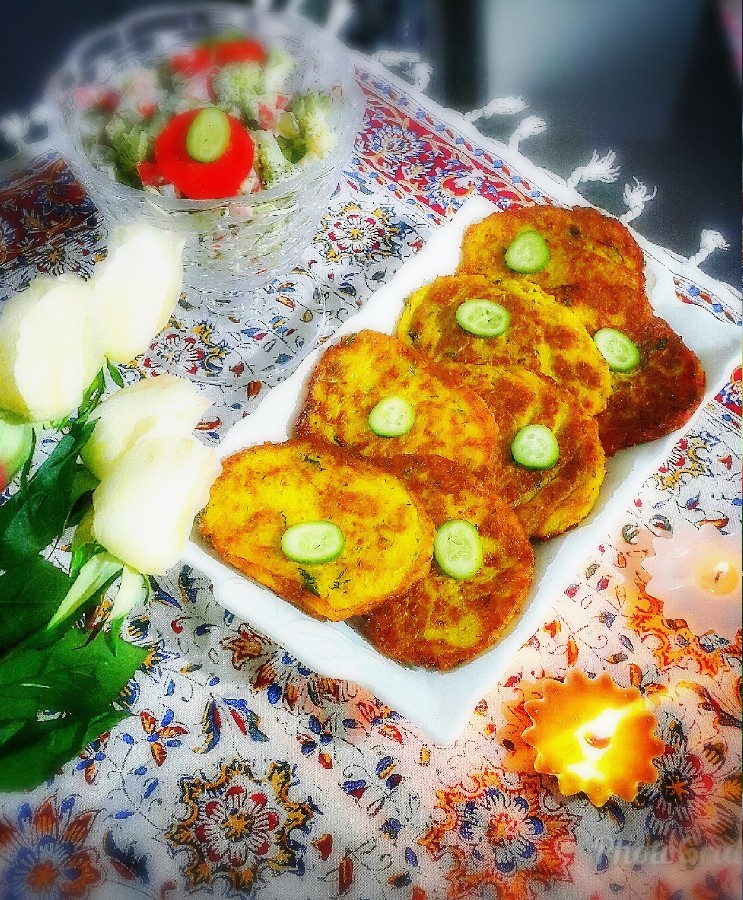 عکس کوکو سبزیجات.سالاد کلم بروکلی