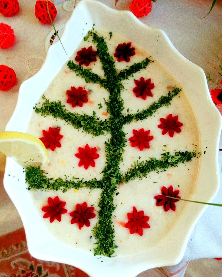 عکس سوپ شیر با تزئین لبو وجعفری