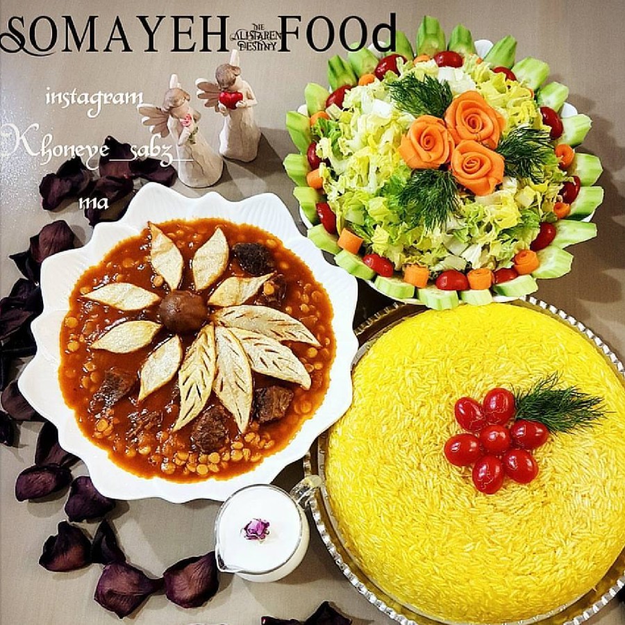 عکس خورشت قیمه با برنج زعفرونی 