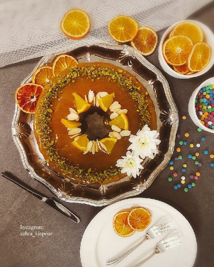عکس کیک شیفون با رویه پرتقالی