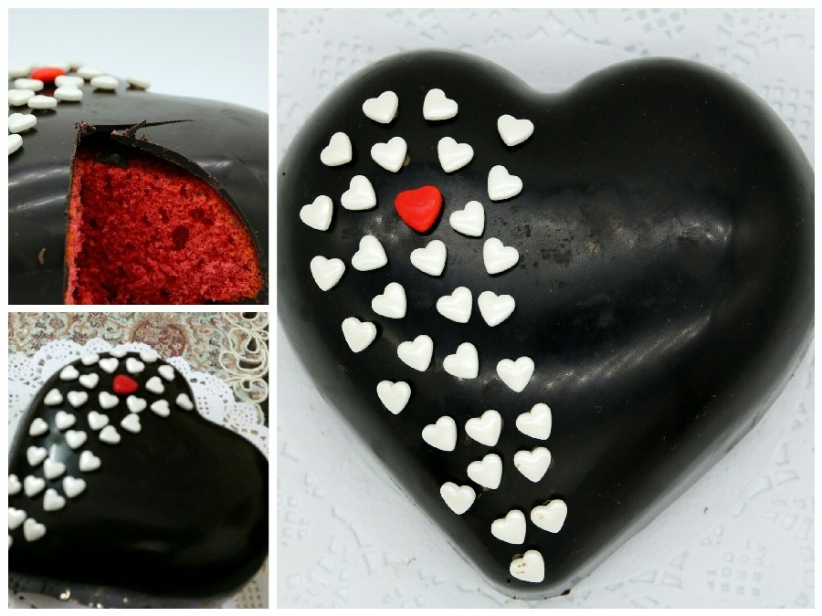 عکس کیک قرمز مخملی با روکش شکلات