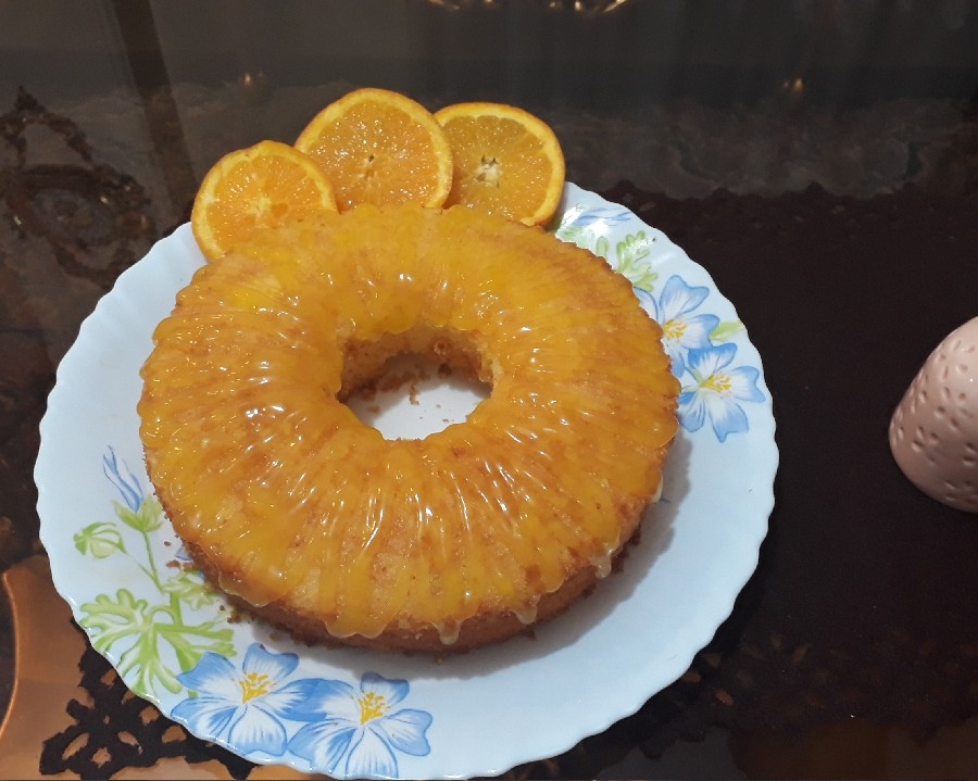 عکس کیک پرتقالی با روکش سس پرتقال 